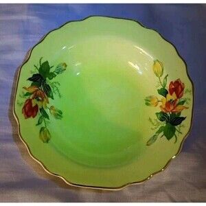 Antique/Vtg Uranium Glazed WS George 5.5" Canary Yellow Lido Dessert Bowl GEO206
